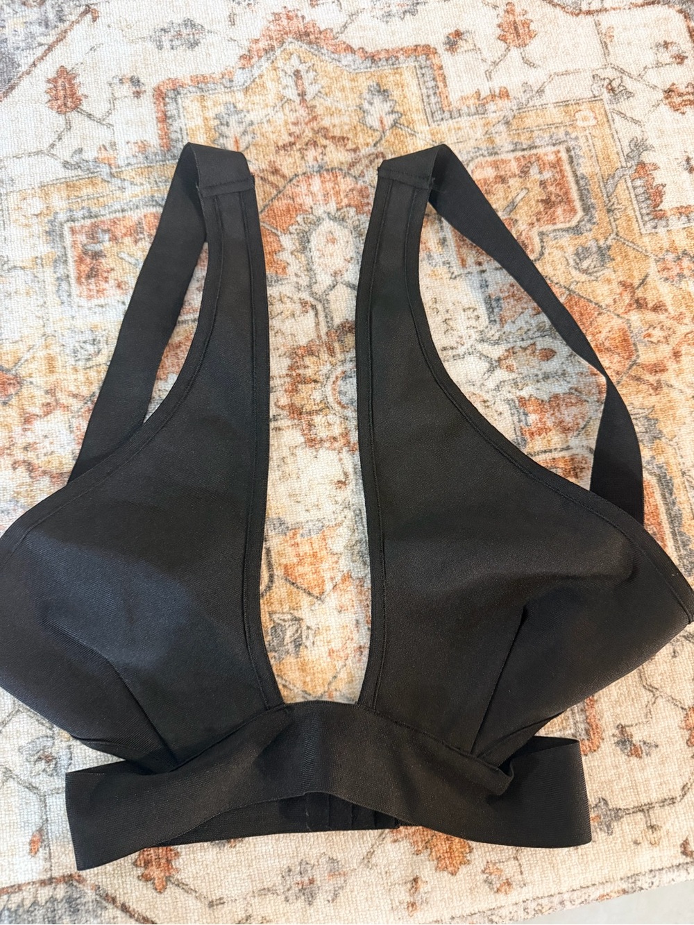Super down black triangle bra top